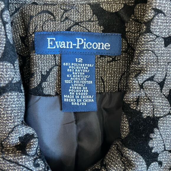 Evan Picone Jacket Blazer Women's Size 12 Brown Textured Floral Embossed Velvet - Picture 11 of 14